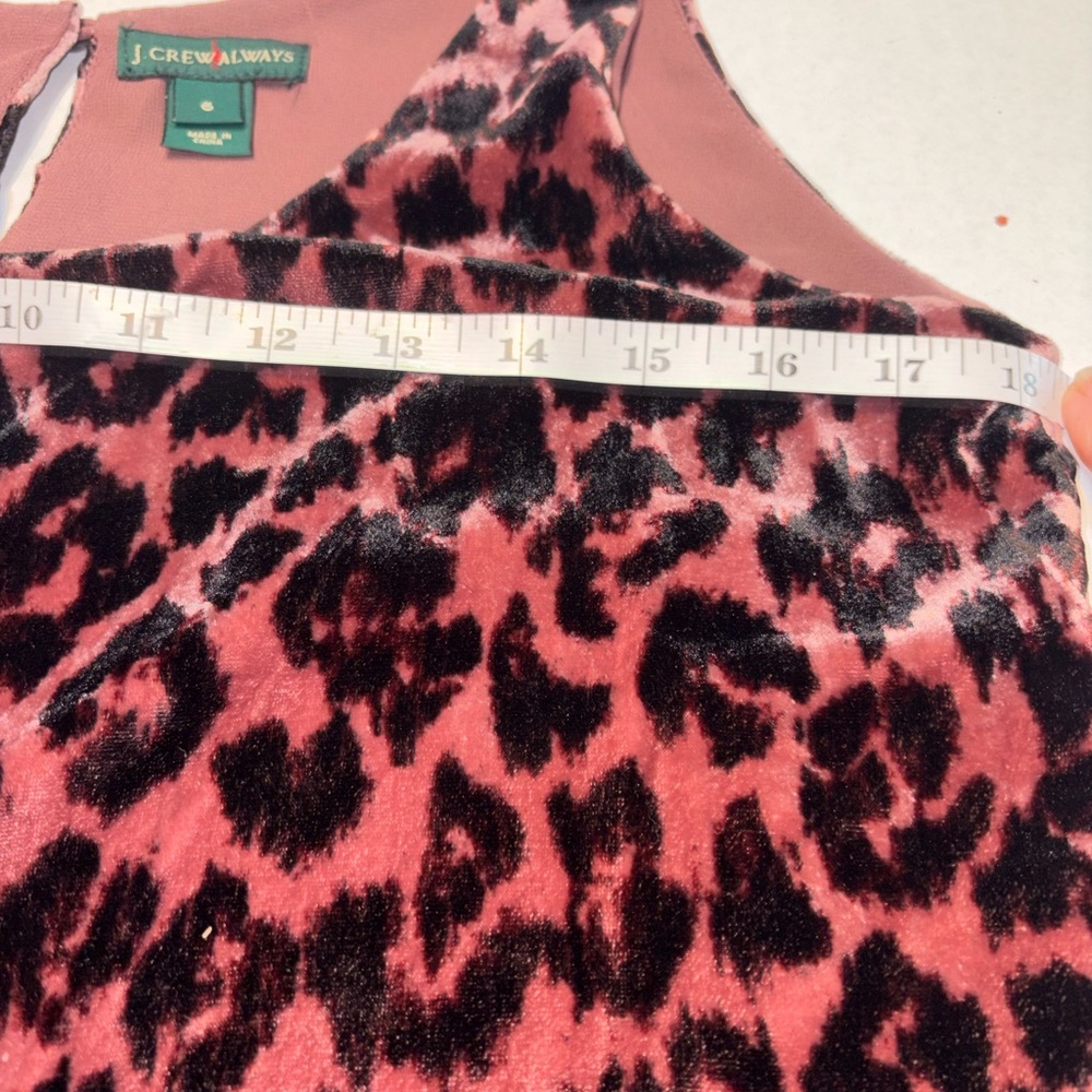 J.Crew "Always" tank top in a rose leopard print velvet fabric size 6 small med - Picture 4 of 10